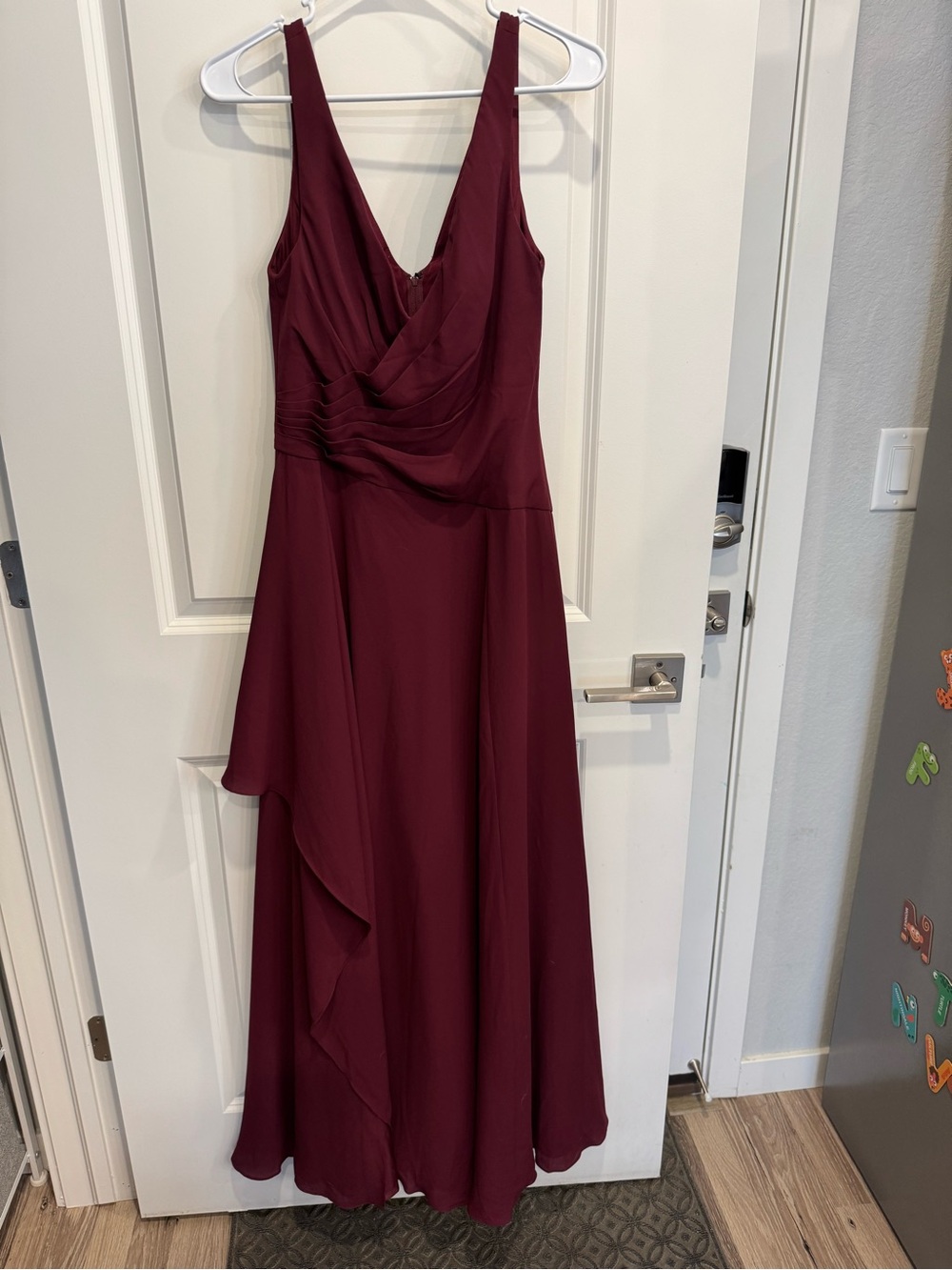 Elegant V-Neck Burgundy Evening Dress - David’s Bridal Bridesmaid Dress